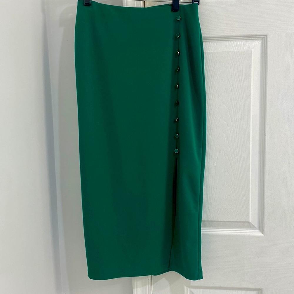 Slit Midi/Maxi Green Skirt
